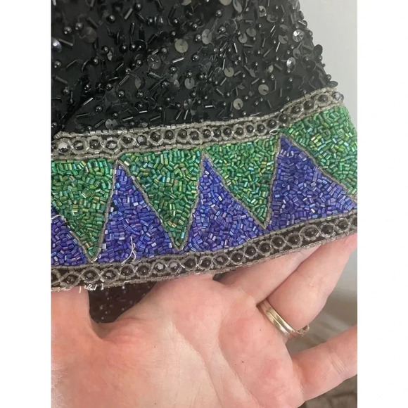 Vintage 80’s Niteline by Della Roufogali Beaded Sequin Black Cocktail Dress 0170 - Picture 3 of 16